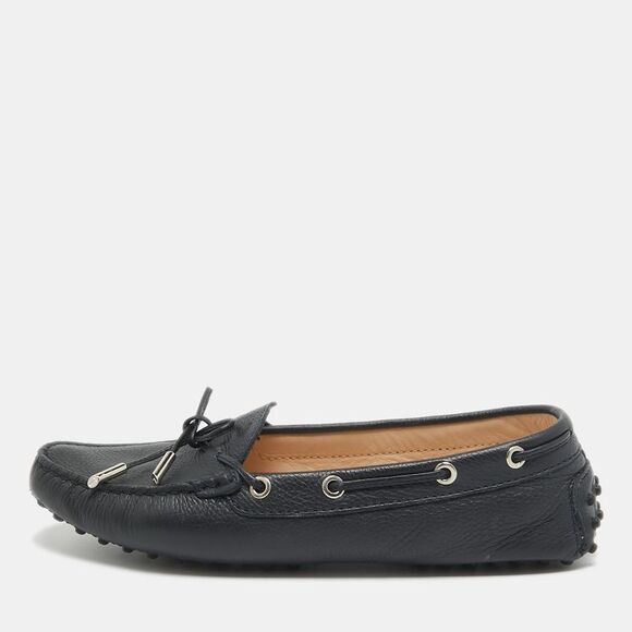 Tod's Navy Blue Leather Gommino Loafers Size 39.5 - Picture 1 of 4
